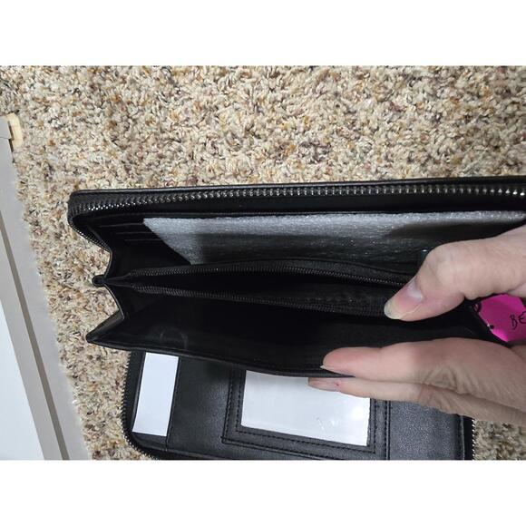 Betsey Johnson Black‎ Zip-Around Wallet with Embossed Design - Picture 2 of 10